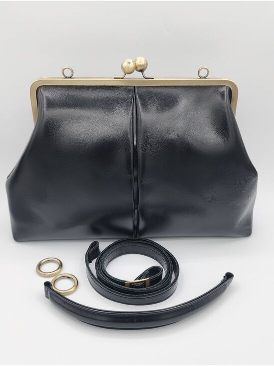 Handbags - Black Leather Frame Bag #2950